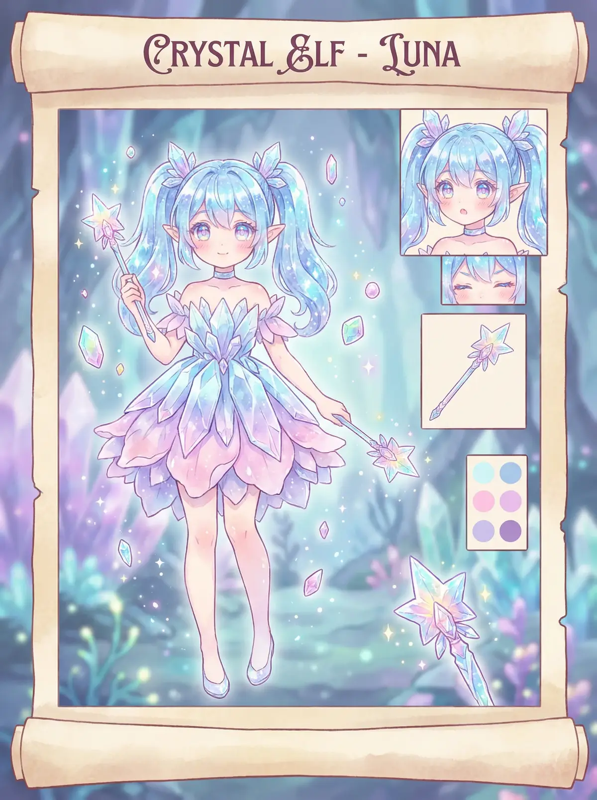 云朵棉花糖代表作 - 水晶精灵露娜角色设定